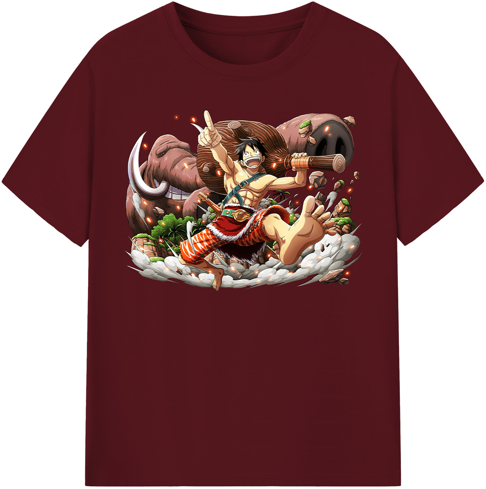 ワンピース モンキー・D・ルフィ ONE PIECE Monkey D. Luffy 綿100％半袖Tシャツ（フロントプリント）